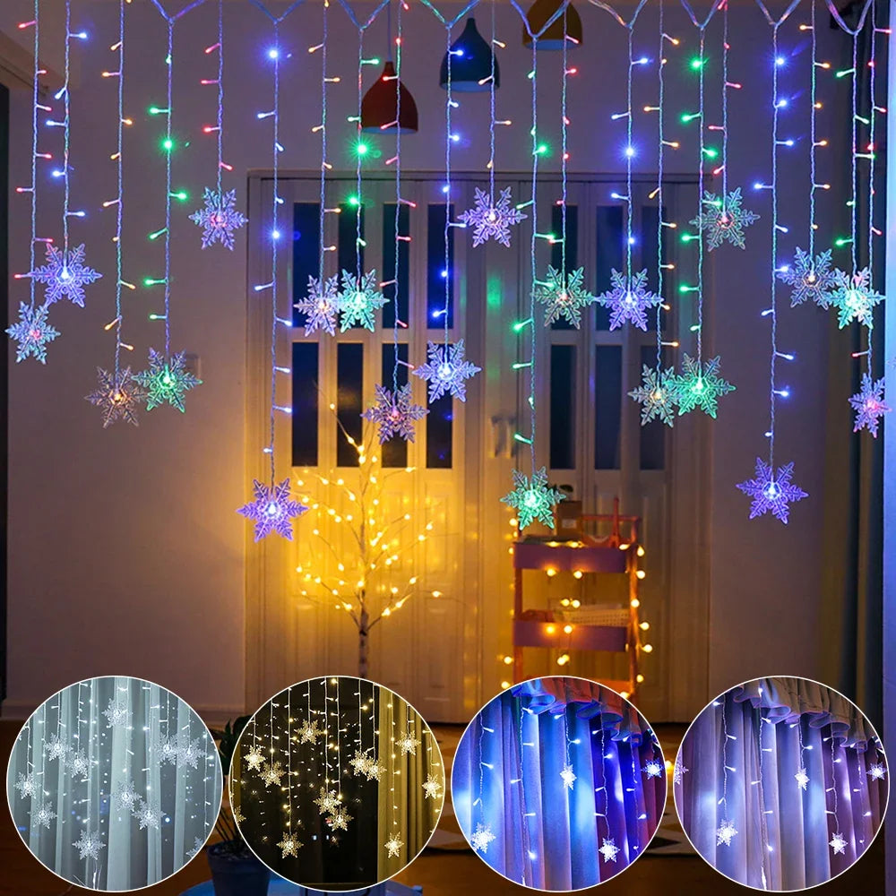 Christmas Snowflake Fairy Lights LED  Curtain Decor