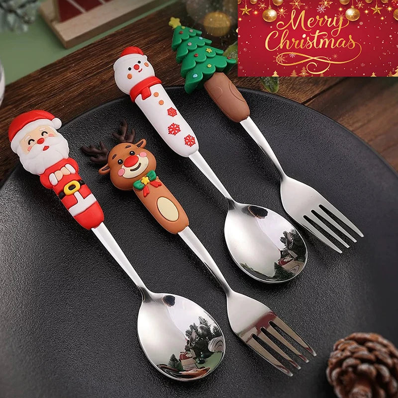 Christmas Cutlery Set Forks & Spoons Stainless Steel