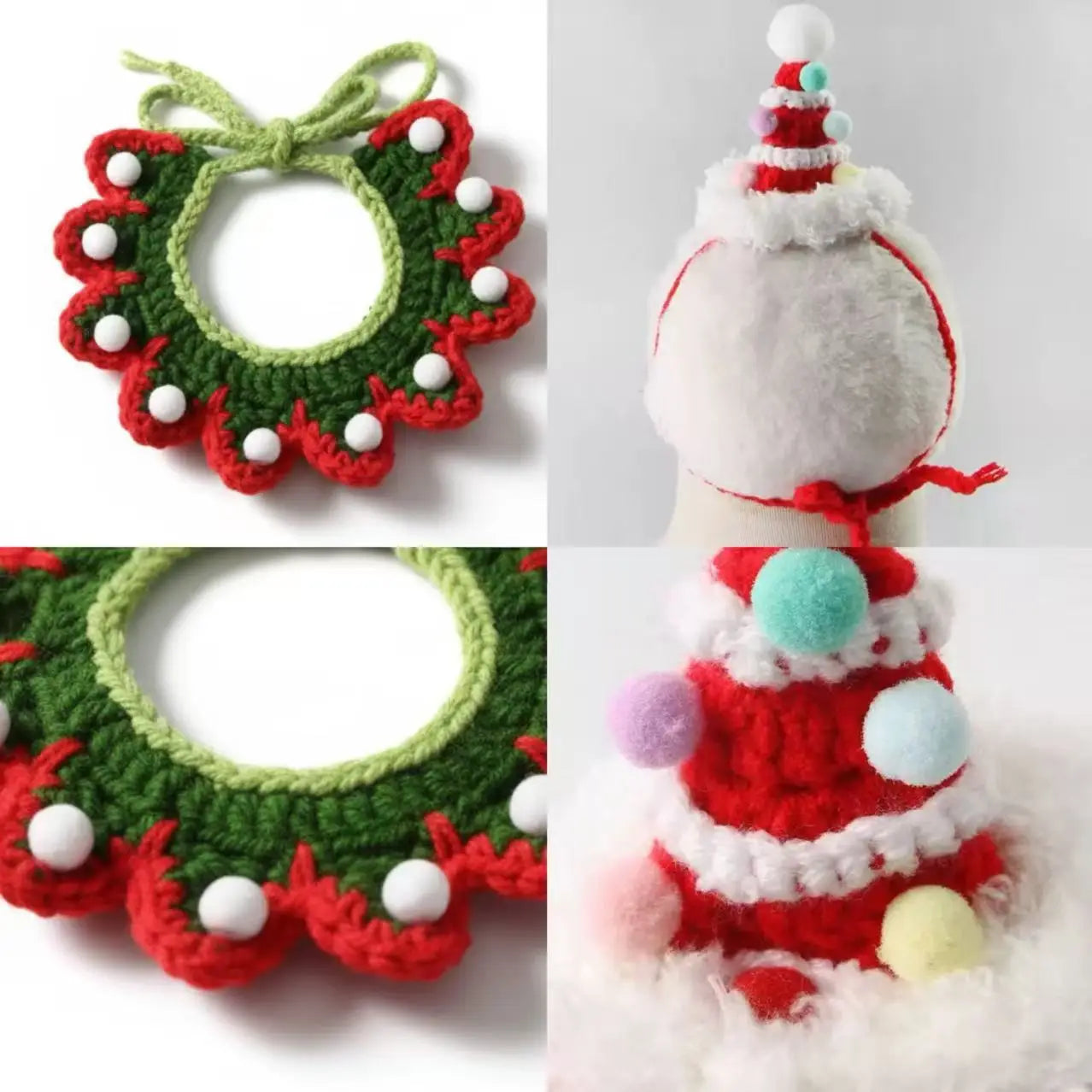 Christmas Pet Hat & Scarf Set 2 Pcs Knitted Holiday Accessory