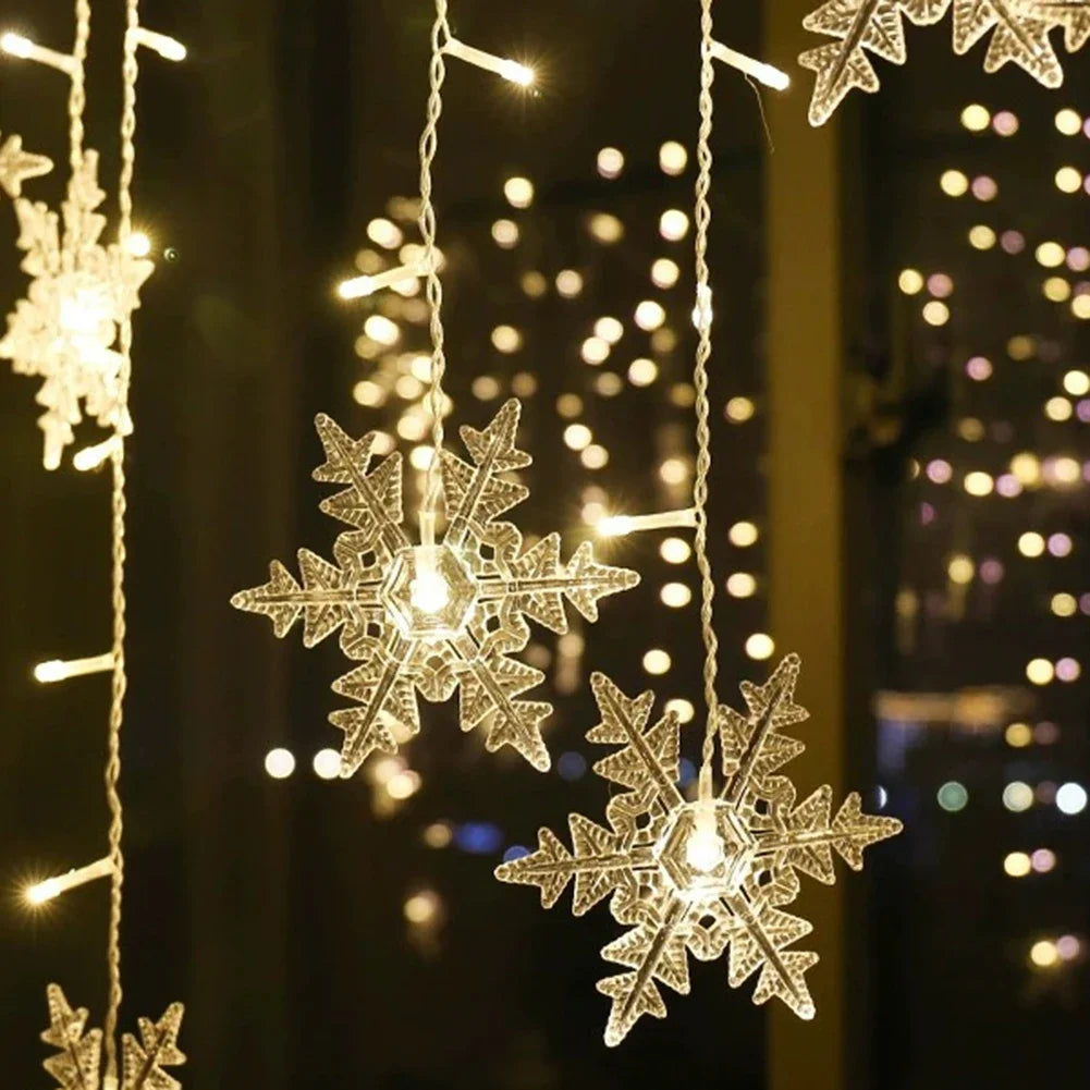 Christmas Snowflake Fairy Lights LED  Curtain Decor
