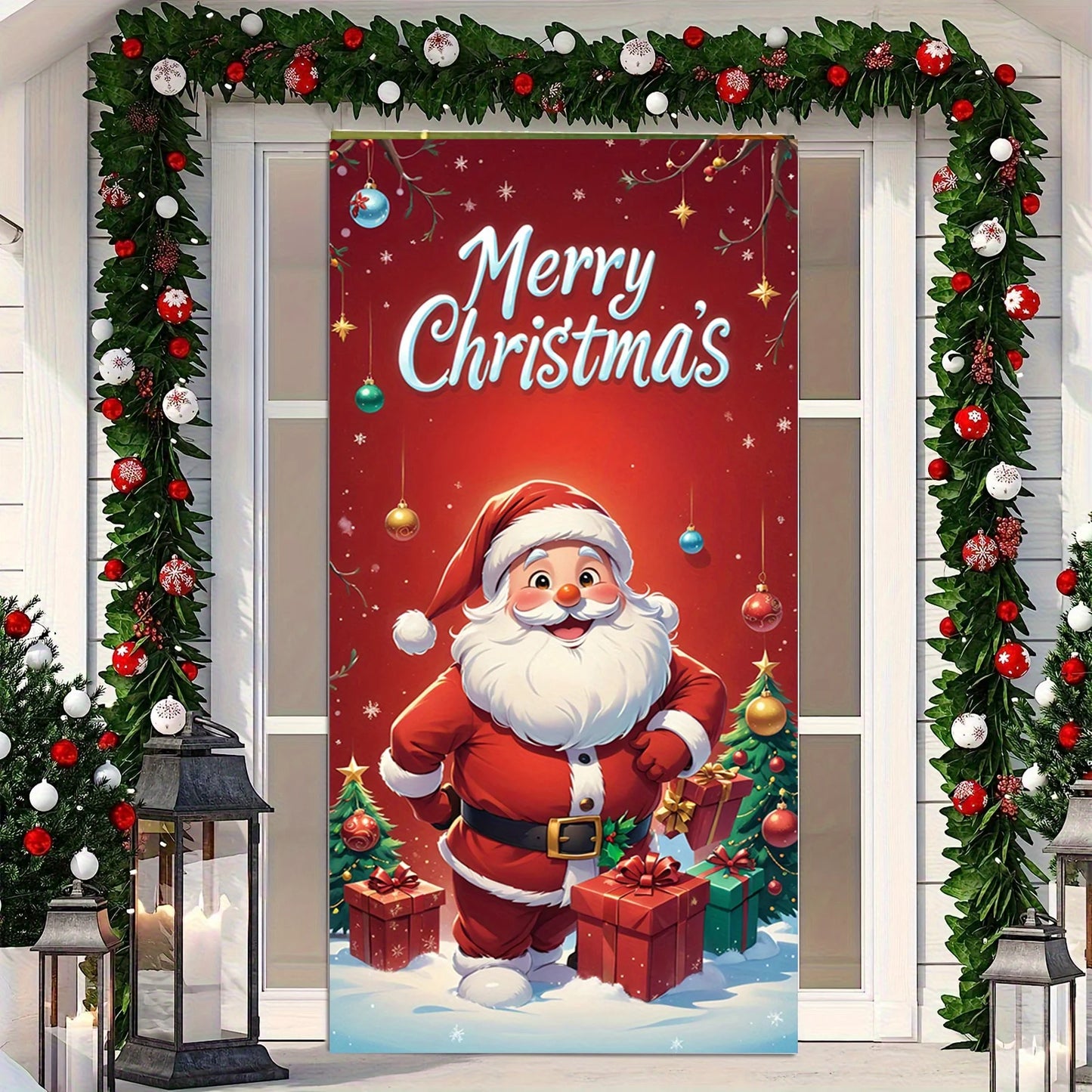 Santa Calus Door Cover Christmas Party Decor