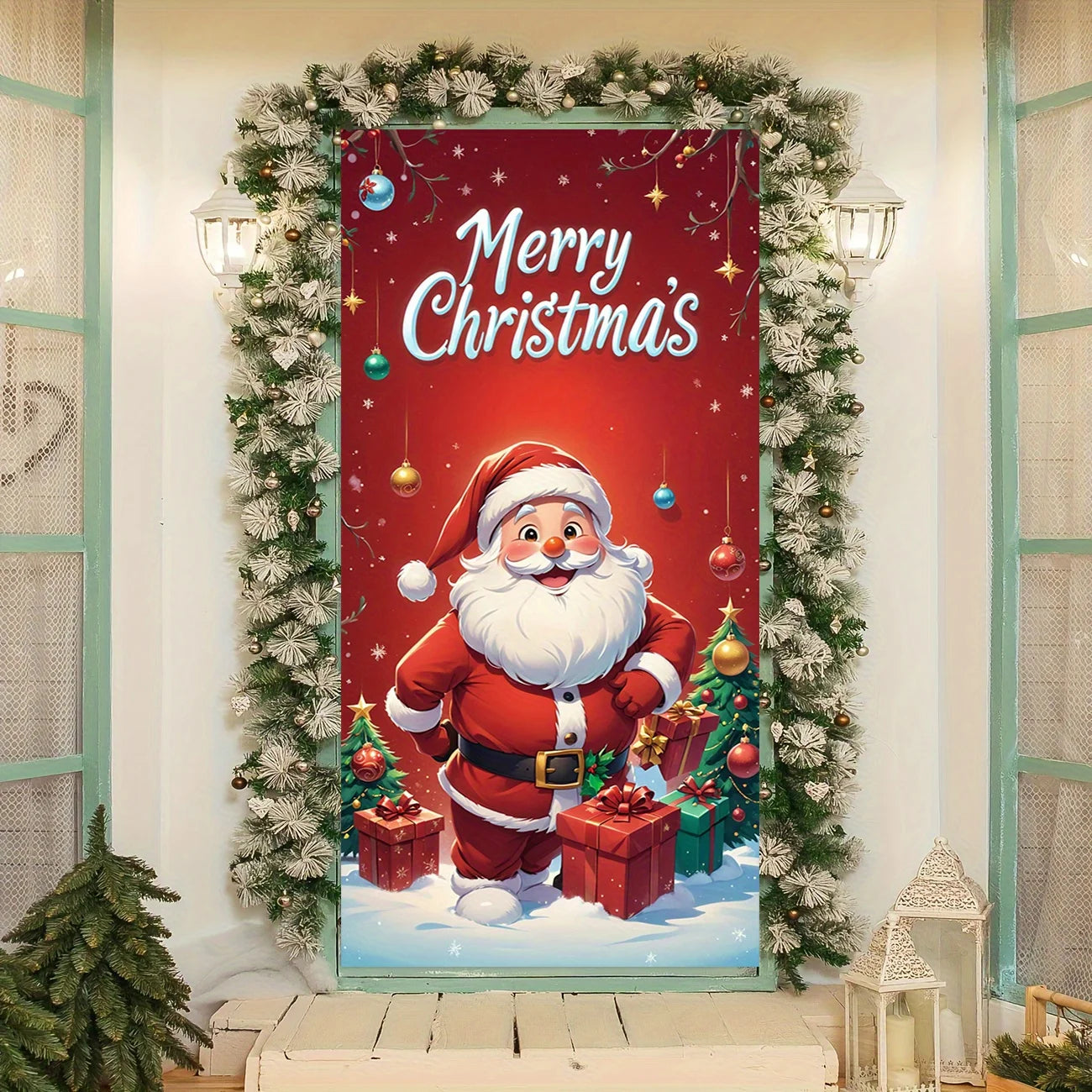Santa Calus Door Cover Christmas Party Decor