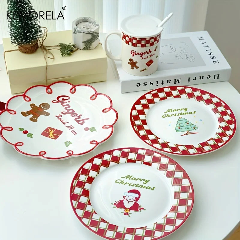 Christmas Ceramic Serving Set Plate & Cup Tray Decor
