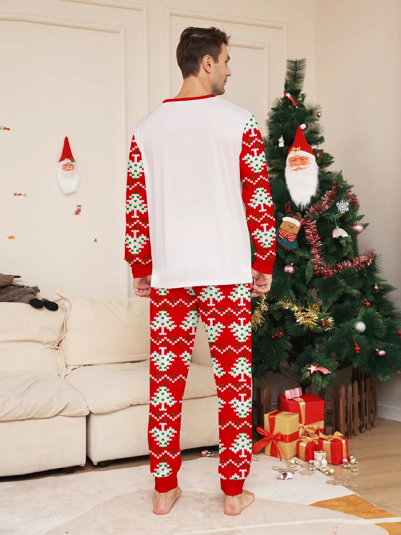 Cozy Christmas Couple Pajamas Tree Design Set