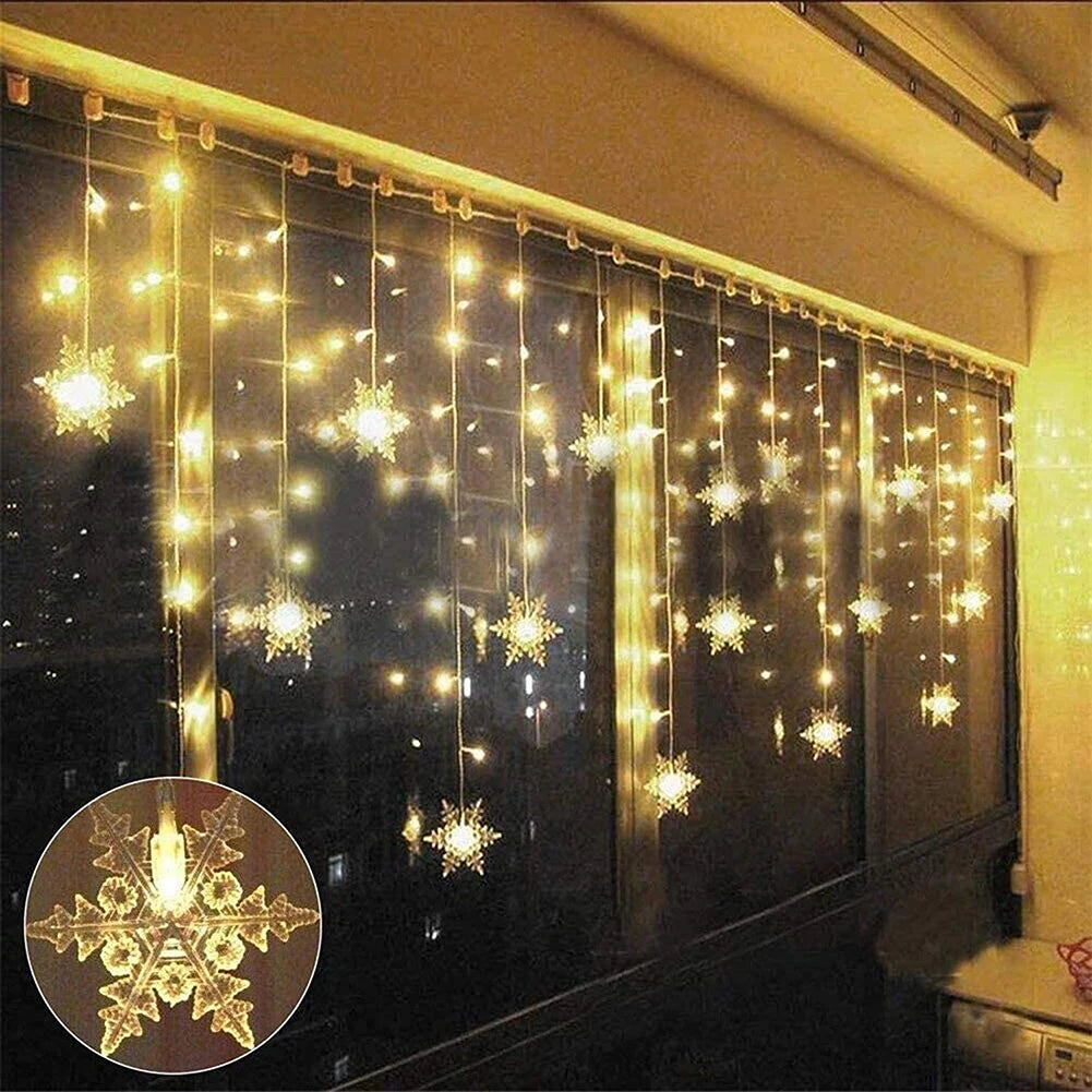 Christmas Snowflake Fairy Lights LED  Curtain Decor