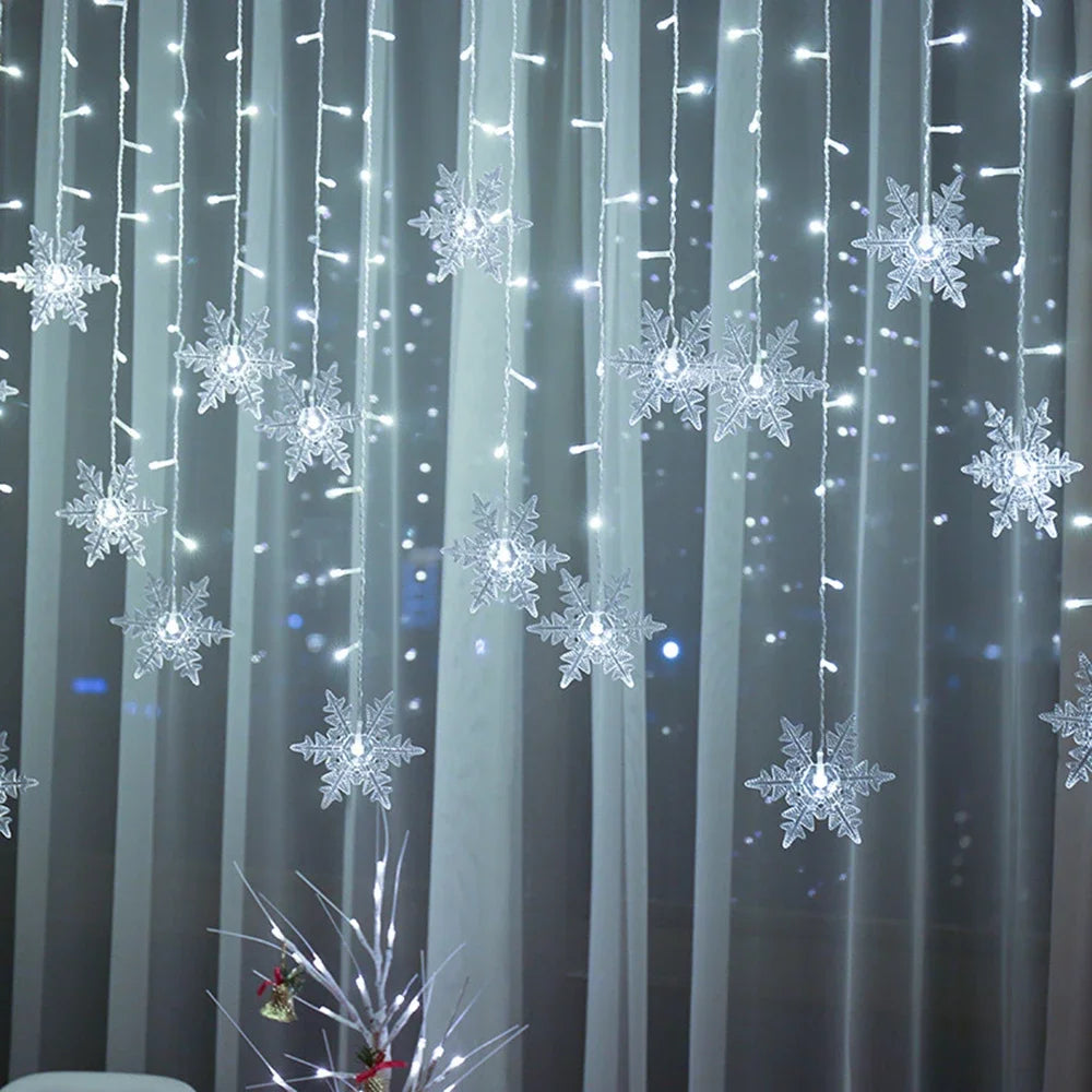 Christmas Snowflake Fairy Lights LED  Curtain Decor