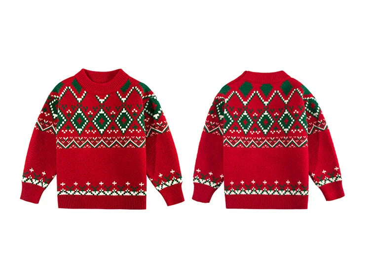 Christmas Kids Sweater with Scarf Winter Knitwear