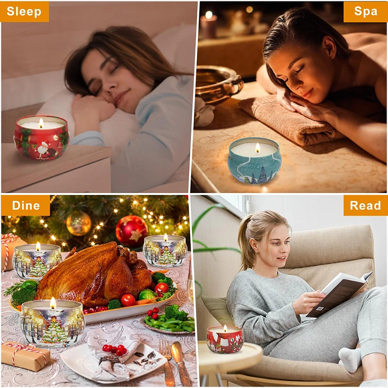 Christmas Scented Candles Set Aromatherapy Gift 12 pcs