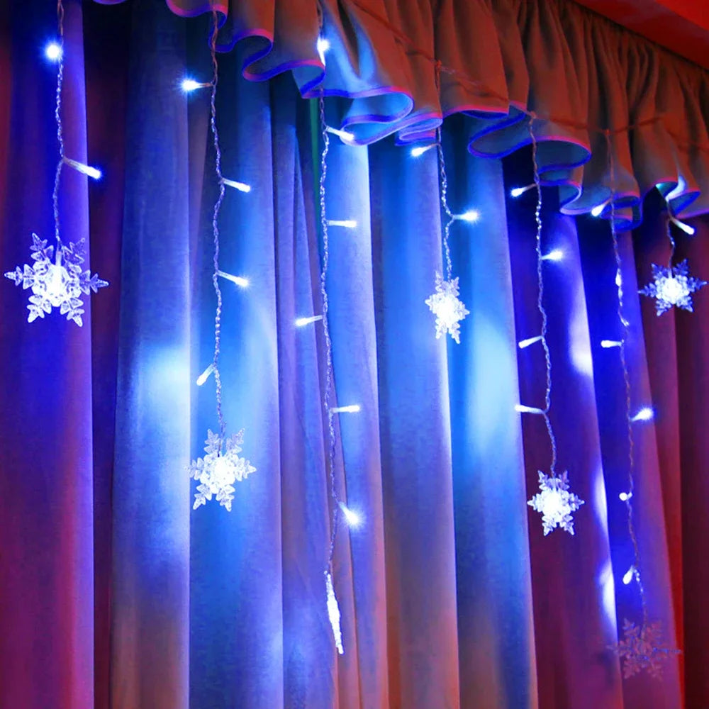 Christmas Snowflake Fairy Lights LED  Curtain Decor
