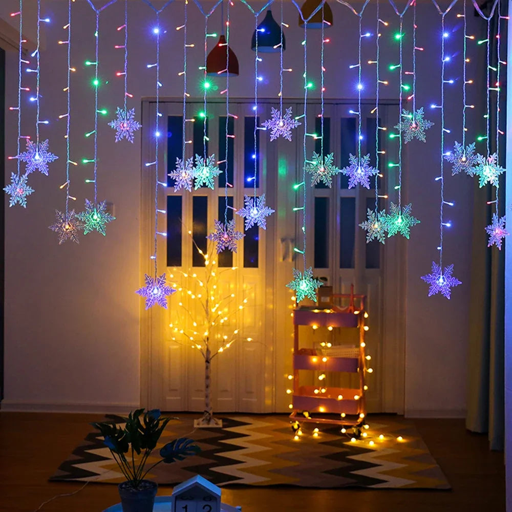 Christmas Snowflake Fairy Lights LED  Curtain Decor