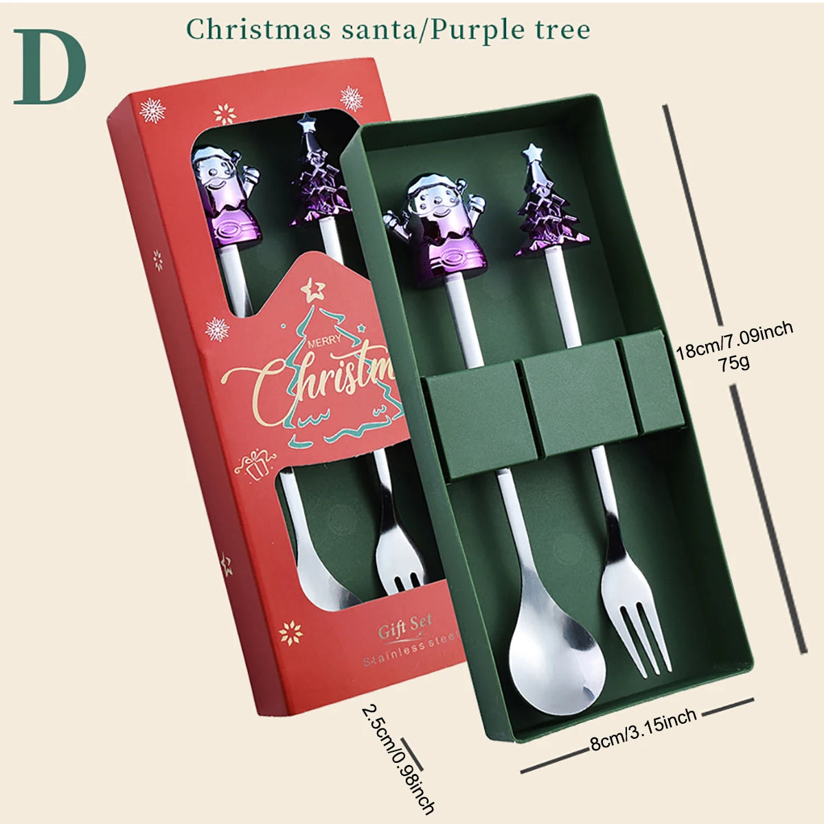 Christmas Dinnerware Set with Glod Cutlery & Gift Box