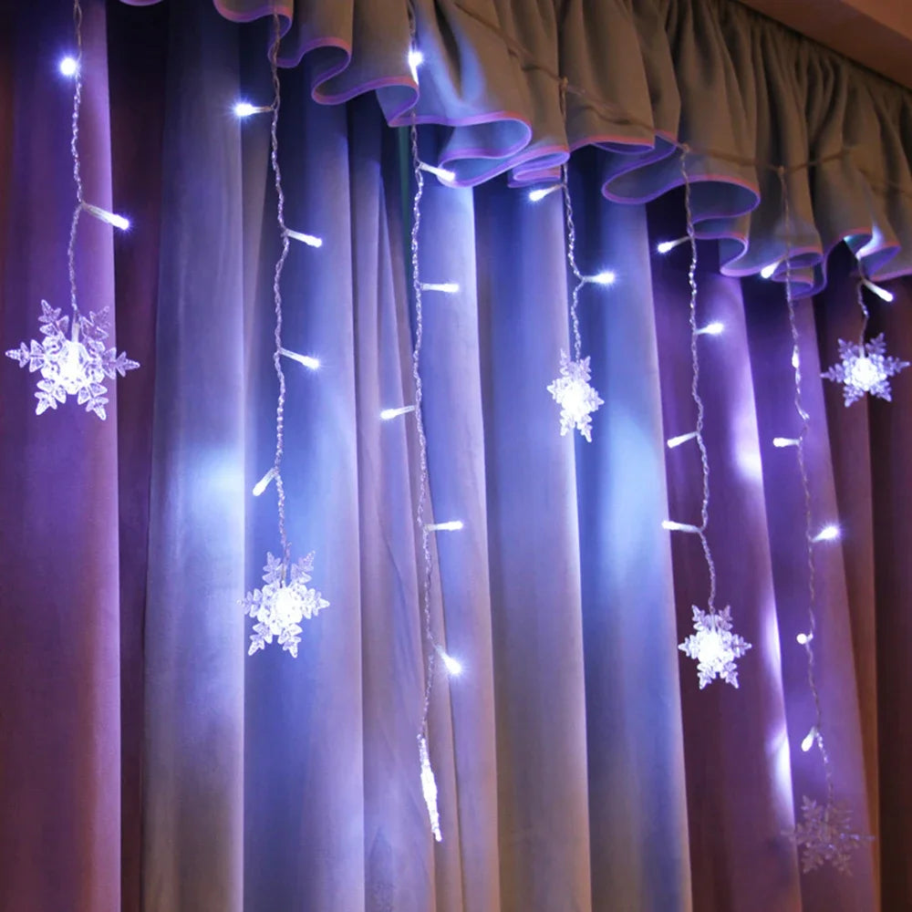 Christmas Snowflake Fairy Lights LED  Curtain Decor