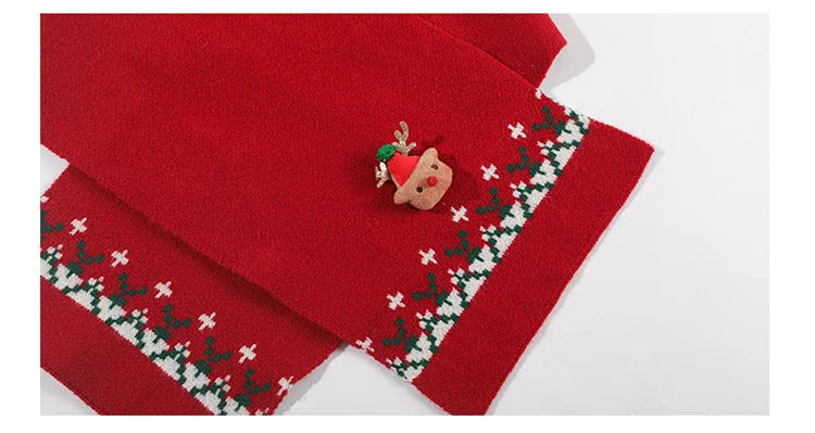 Christmas Kids Sweater with Scarf Winter Knitwear