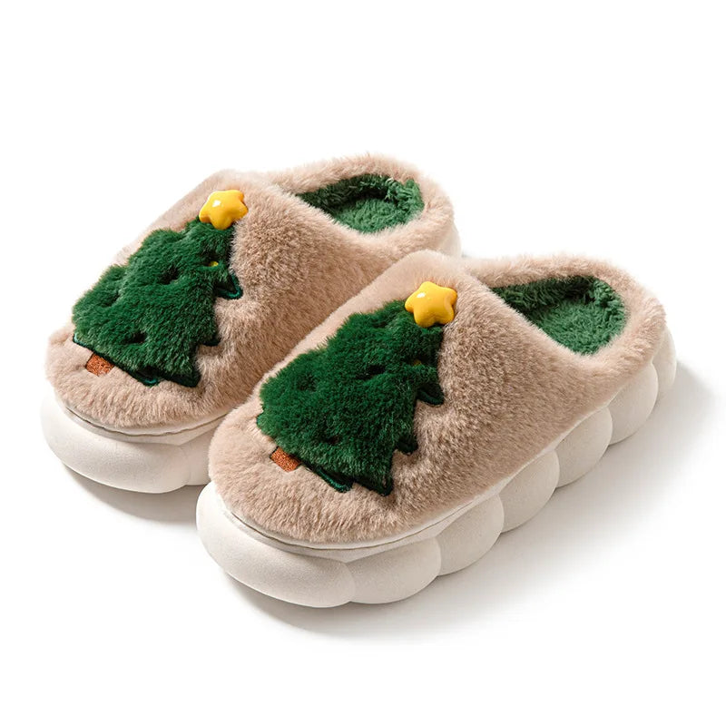 Christmas Plush Slippers Cozy Indoor Winter Shoes