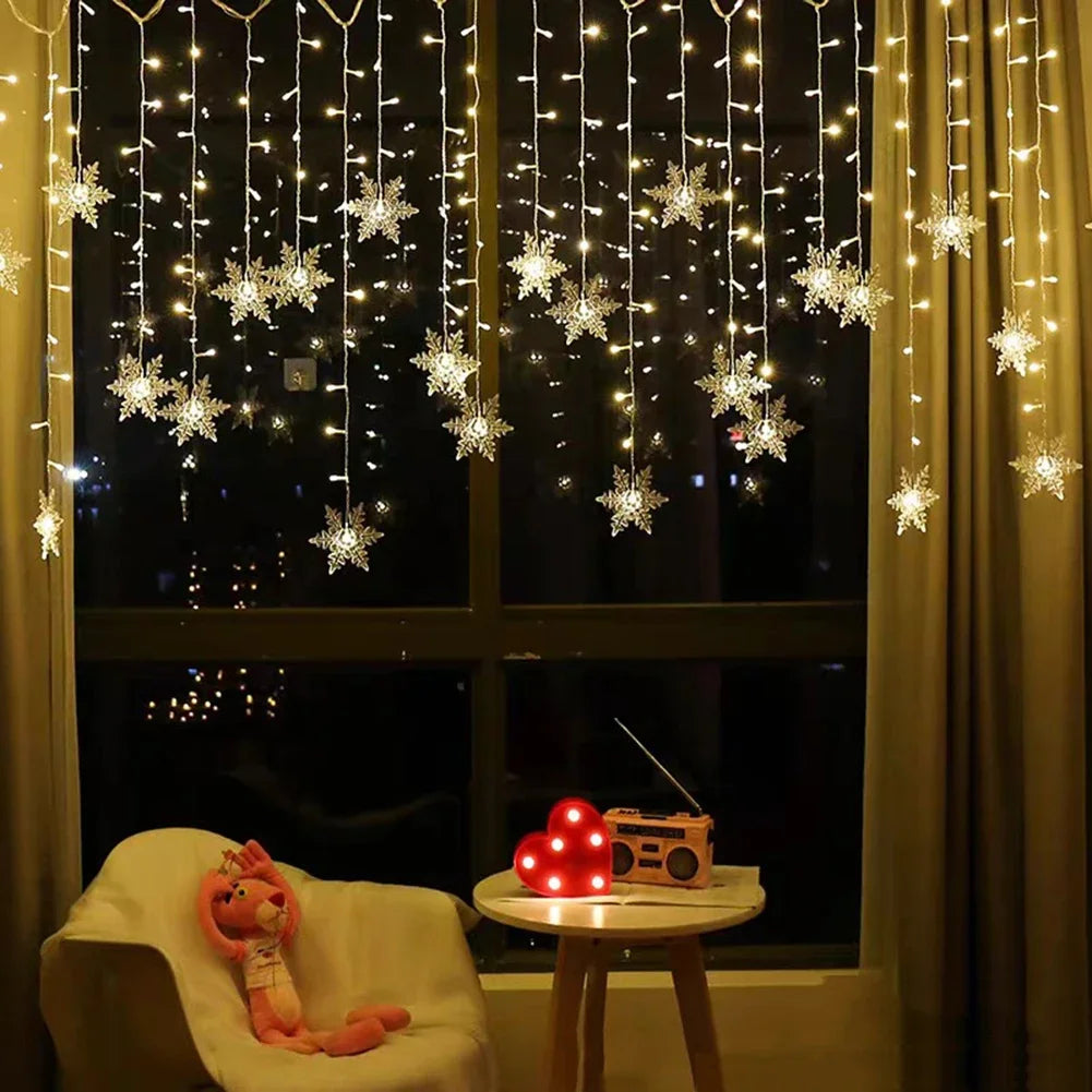 Christmas Snowflake Fairy Lights LED  Curtain Decor