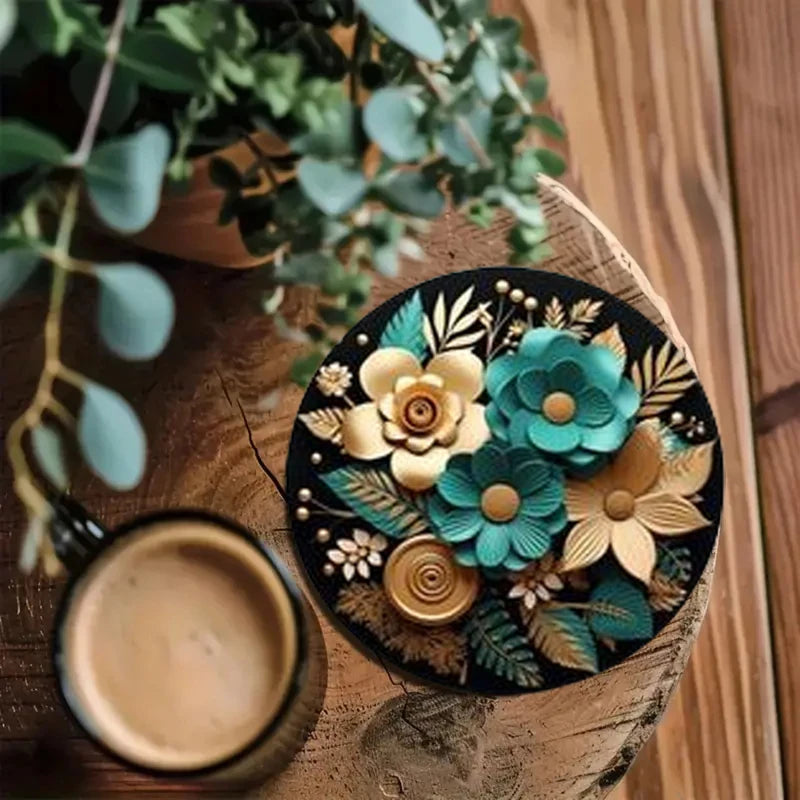 Christmas Wooden Coasters Set 6 pcs Holiday Decor