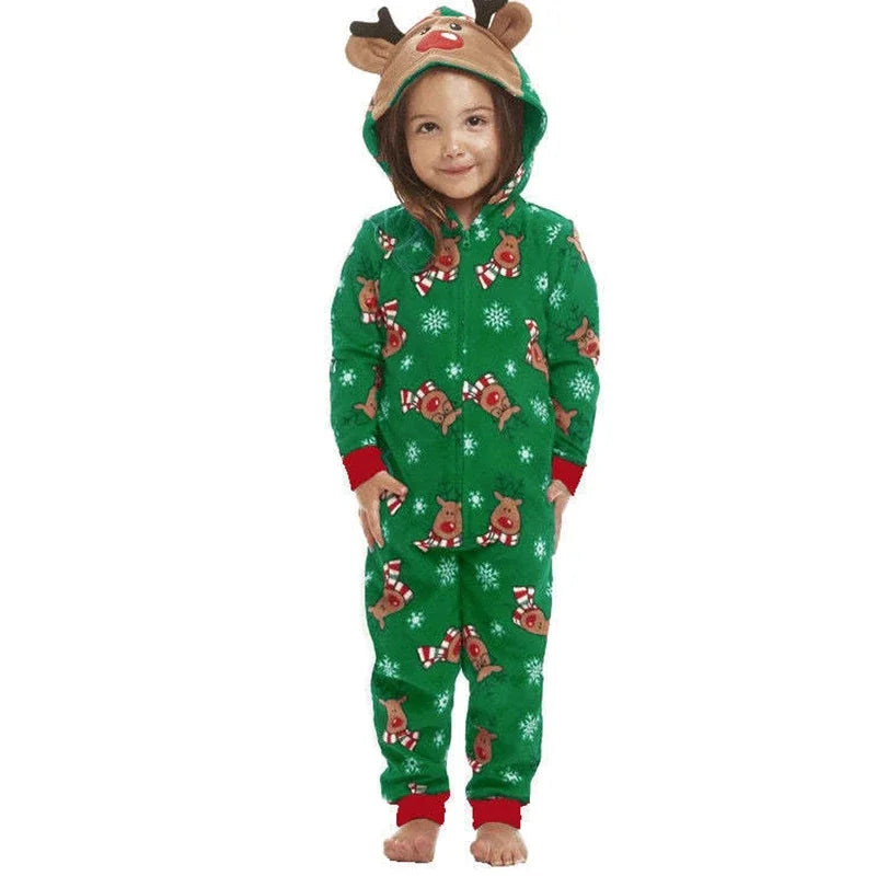 Family Christmas Onesie Hooded Elk Pajama Set