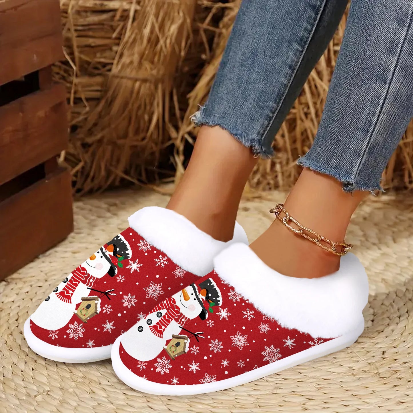 Christmas Cozy House Slippers Warm Plush Lining