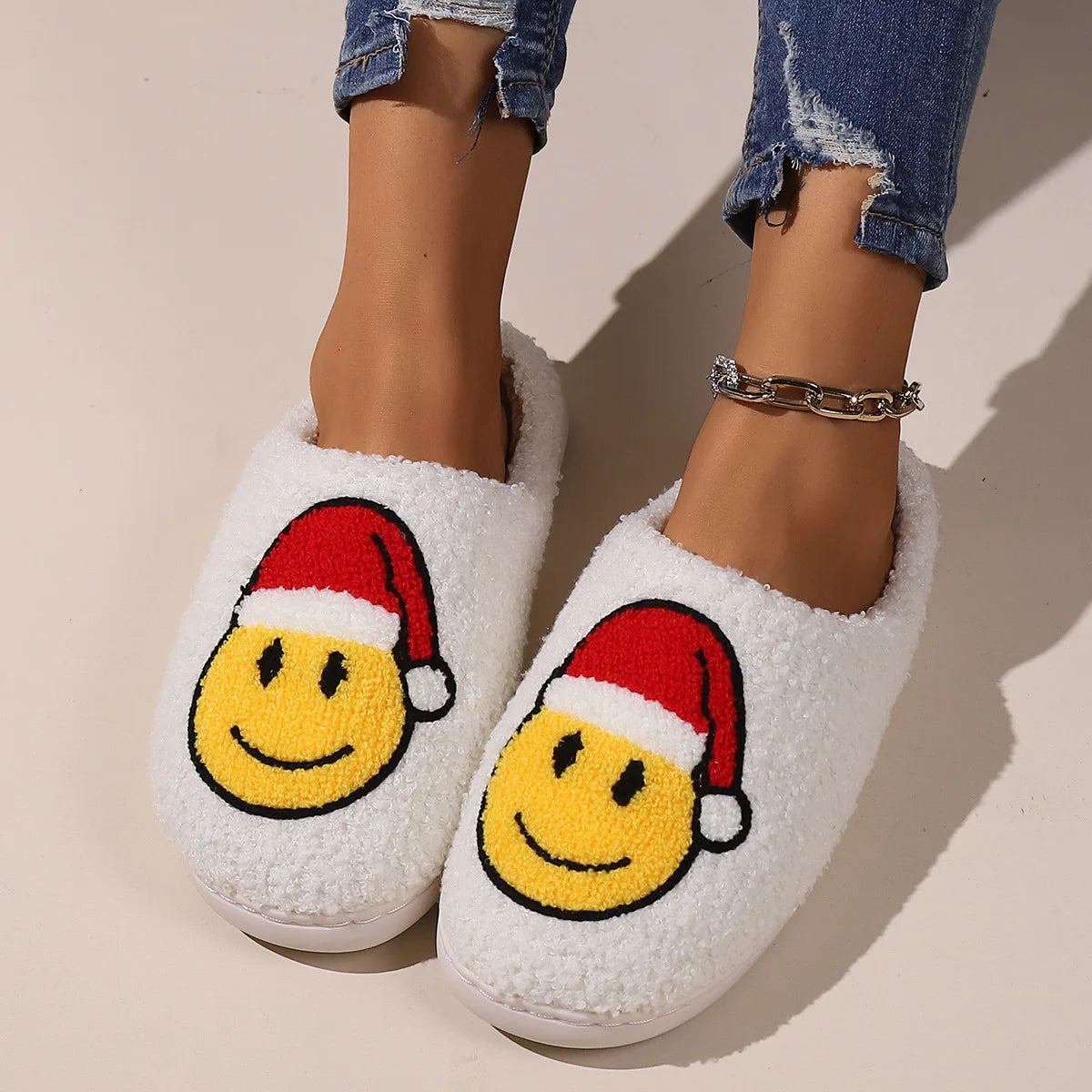 Christmas Plush Slippers Cozy Winter House Shoes