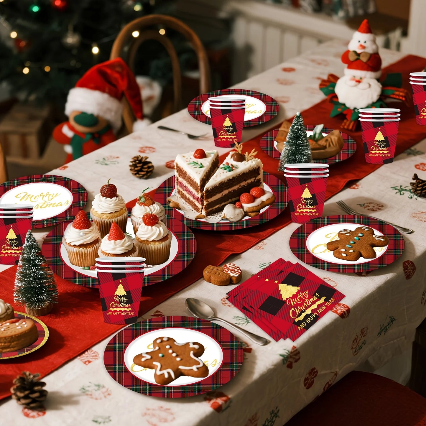 Christmas Tableware Set 50 pcs Plates Cups & Napkins