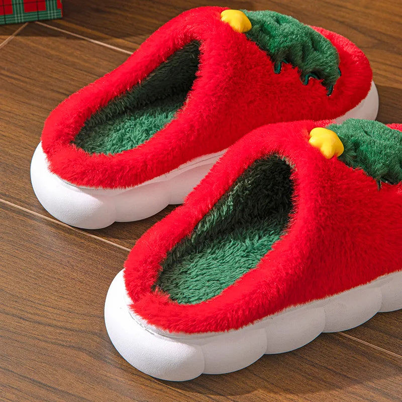 Christmas Plush Slippers Cozy Indoor Winter Shoes