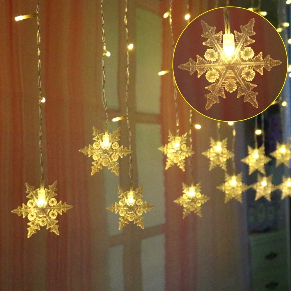 Christmas Snowflake Fairy Lights LED  Curtain Decor
