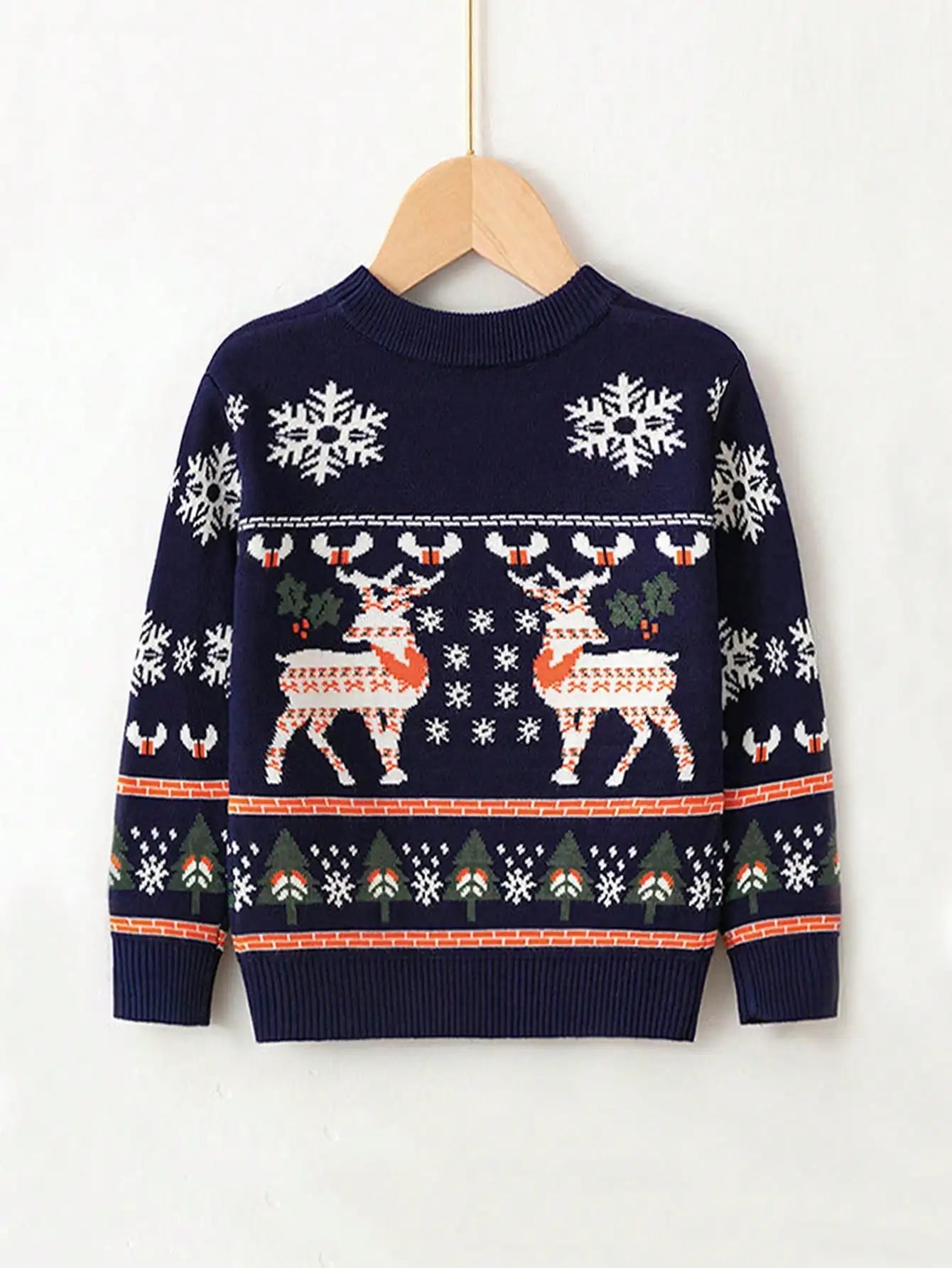 Christmas Reindeer Boys Sweater Winter Knit Pullover