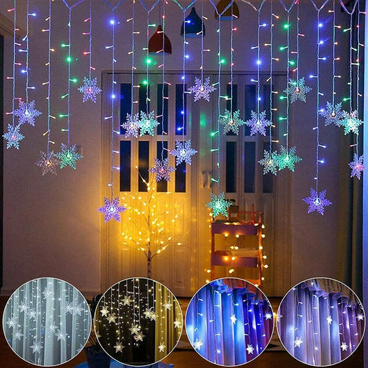 Christmas Snowflake Fairy Lights LED  Curtain Decor