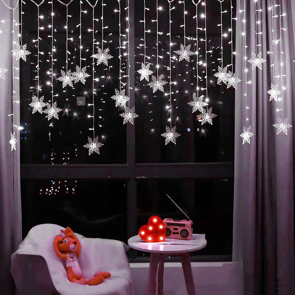 Christmas Snowflake Fairy Lights LED  Curtain Decor