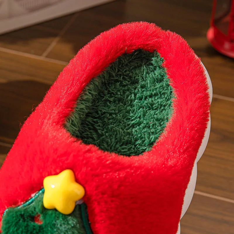 Christmas Plush Slippers Cozy Indoor Winter Shoes