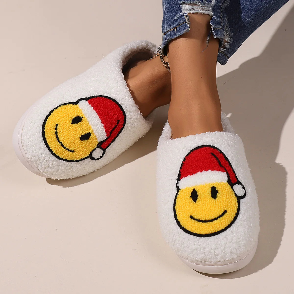 Christmas Plush Slippers Cozy Winter House Shoes