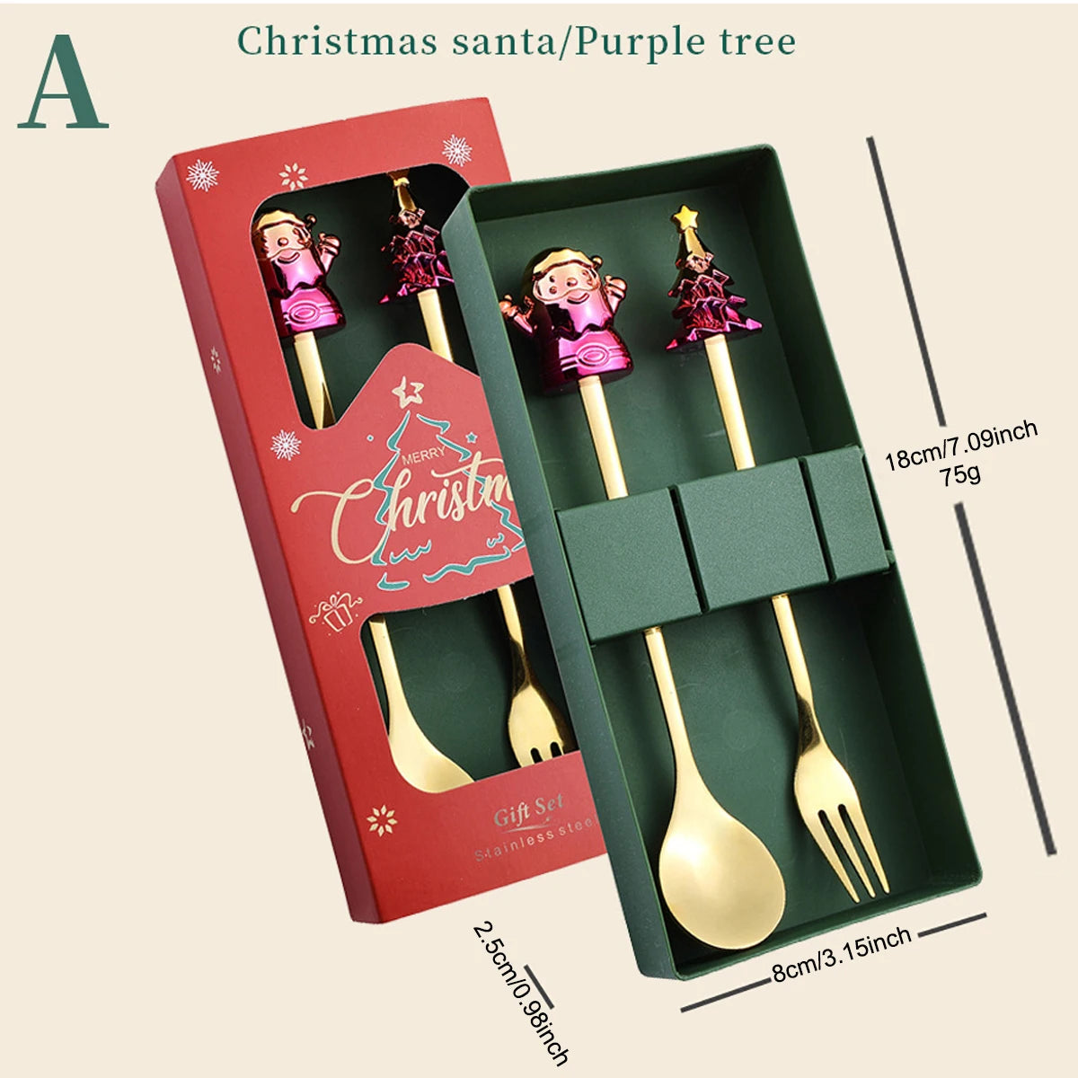 Christmas Dinnerware Set with Glod Cutlery & Gift Box